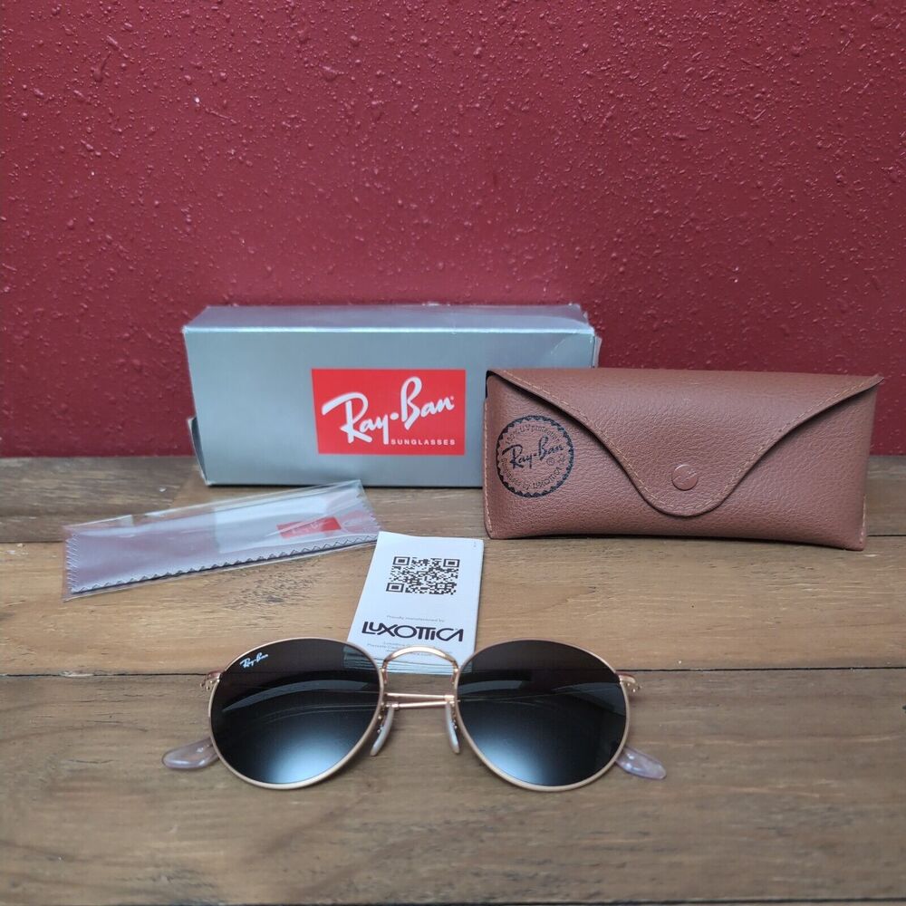 Ray Ban Sunglasses RB 3447 001 Polished Gold w/ Green Glass Lens‎